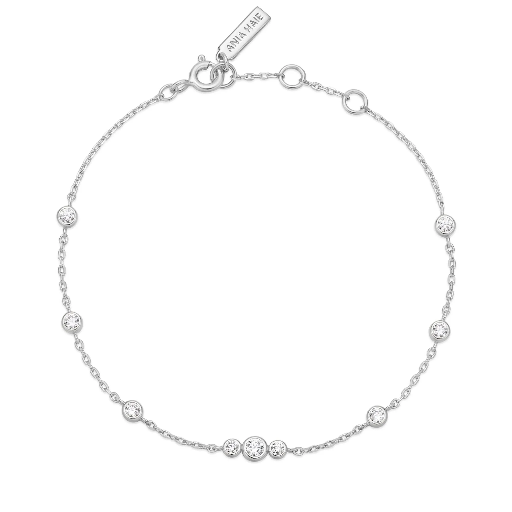 Silver Sparkling Bezel Cubic Zirconia Station Bracelet B065-03H Ania Haie Jewellery