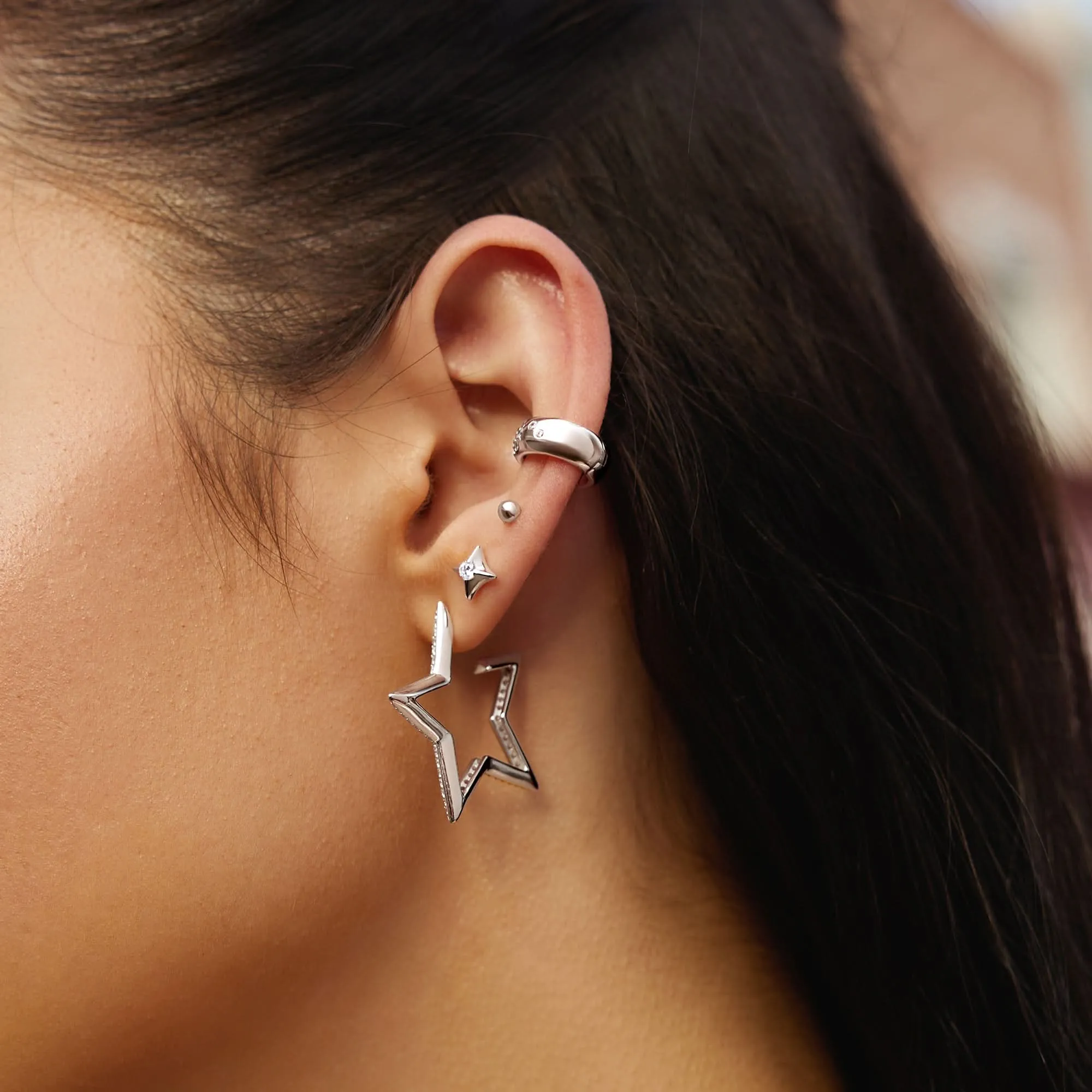 Silver Sparkling Star Stud Earrings E064-02H Ania Haie Jewellery