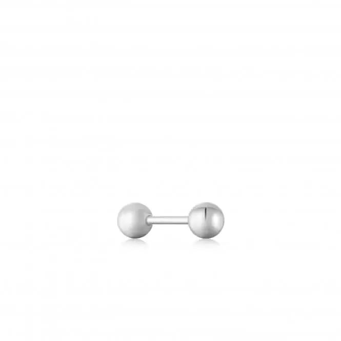 Silver Sphere Barbell Single Earring E035-02H Ania Haie Jewellery