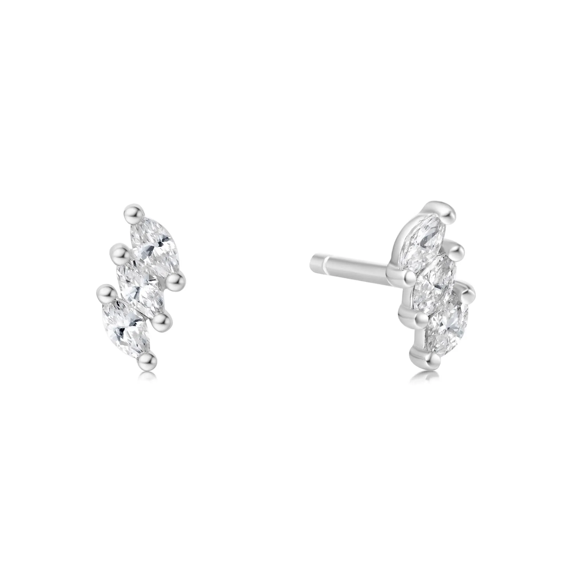Silver Triple Marquise Stud Earrings E063-01H Ania Haie Jewellery