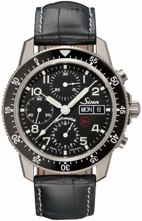 Sinn Watches Sinn 103 Ti Ar Titanium Alligator Black White Stitch Watch