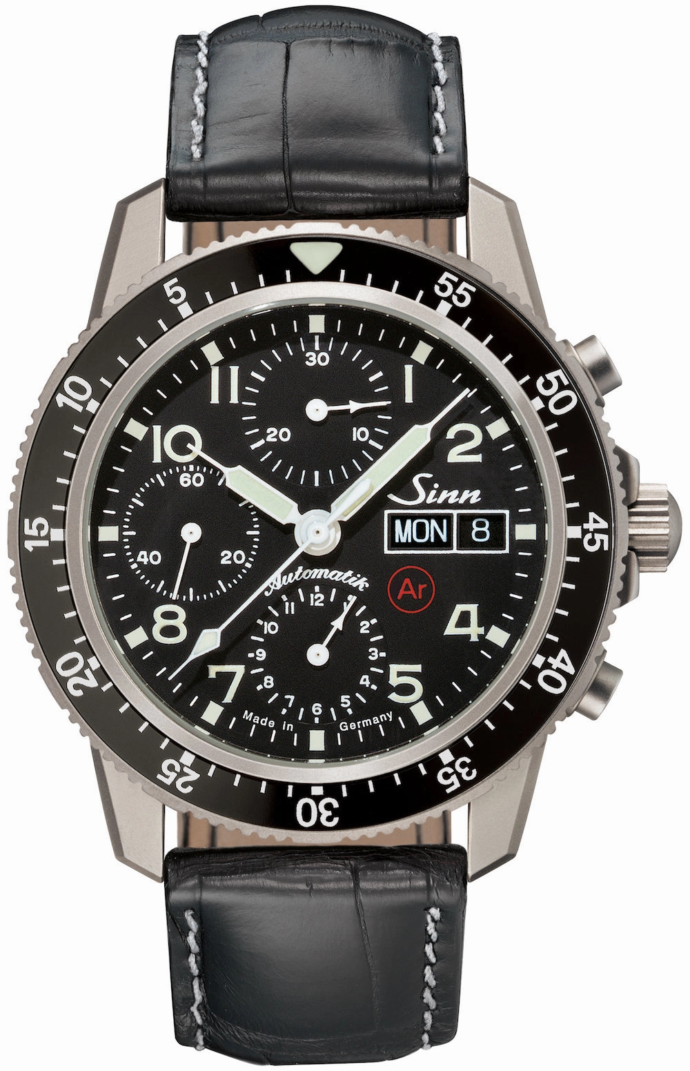 Sinn Watches Sinn 103 Ti Ar Titanium Alligator Black White Stitch Watch