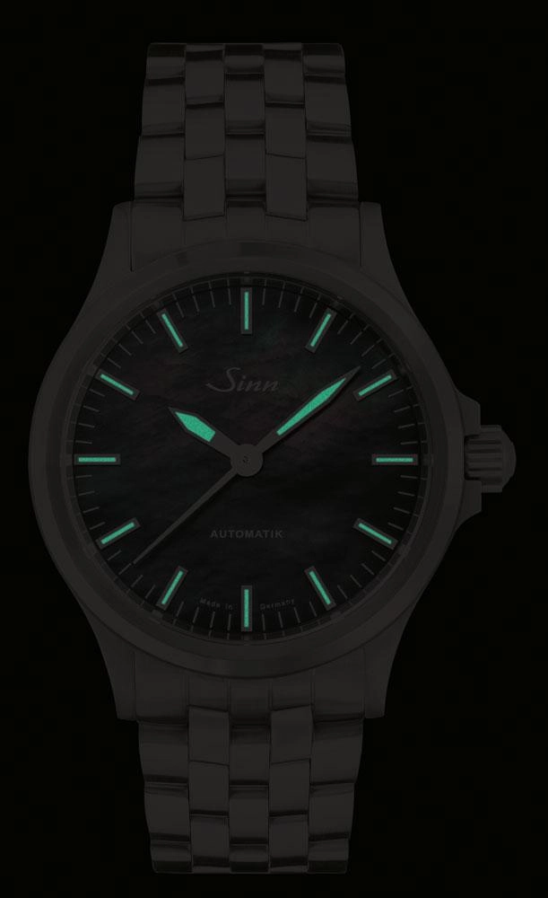 Sinn Watches Sinn 556 I Mother of Pearl S Grey Alcantara Leather Strap Watch