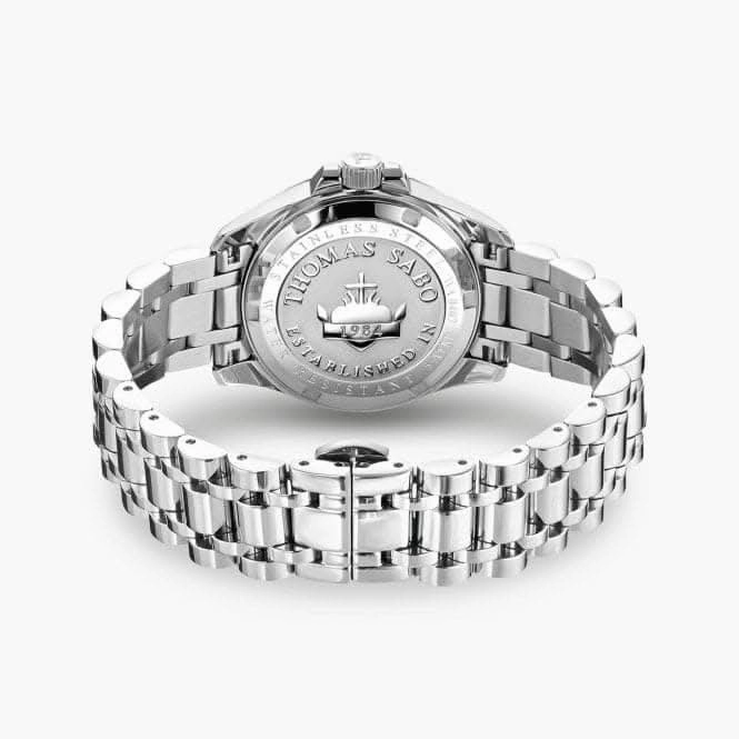 Stainless Steel Case Divine Burgundy White Stones Watch WA0407-201-212