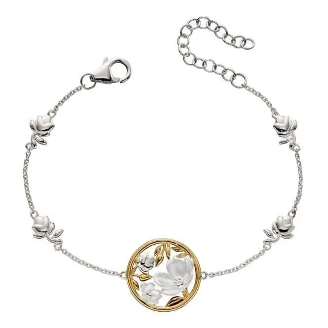 Sterling Silver Cherry Blossom Yellow Gold Plating Bracelet B5232 Beginnings Jewellery