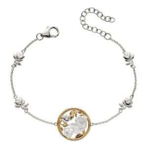 Sterling Silver Cherry Blossom Yellow Gold Plating Bracelet B5232 Beginnings Jewellery
