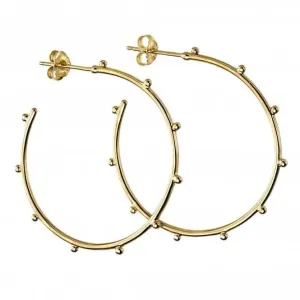Sterling Silver Gold Plated Studded 3/4 Hoop Earrings E5859 Beginnings Jewellery