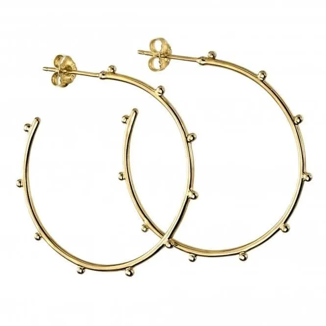 Sterling Silver Gold Plated Studded 3/4 Hoop Earrings E5859 Beginnings Jewellery