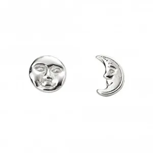 Sterling Silver Moon Face Stud Earrings A2059 Beginnings Jewellery