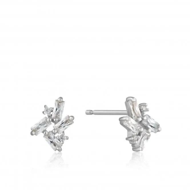 Sterling Silver Rhodium Plated Cluster Stud Earrings E018-05H Ania Haie Jewellery
