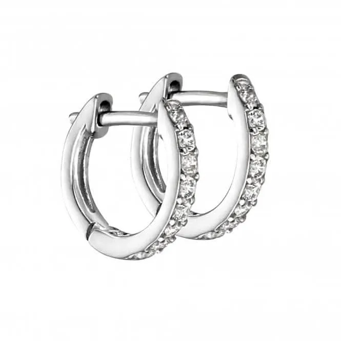 Sterling Silver Thin Zirconia Huggie Hoop Earrings E5875C Beginnings Jewellery
