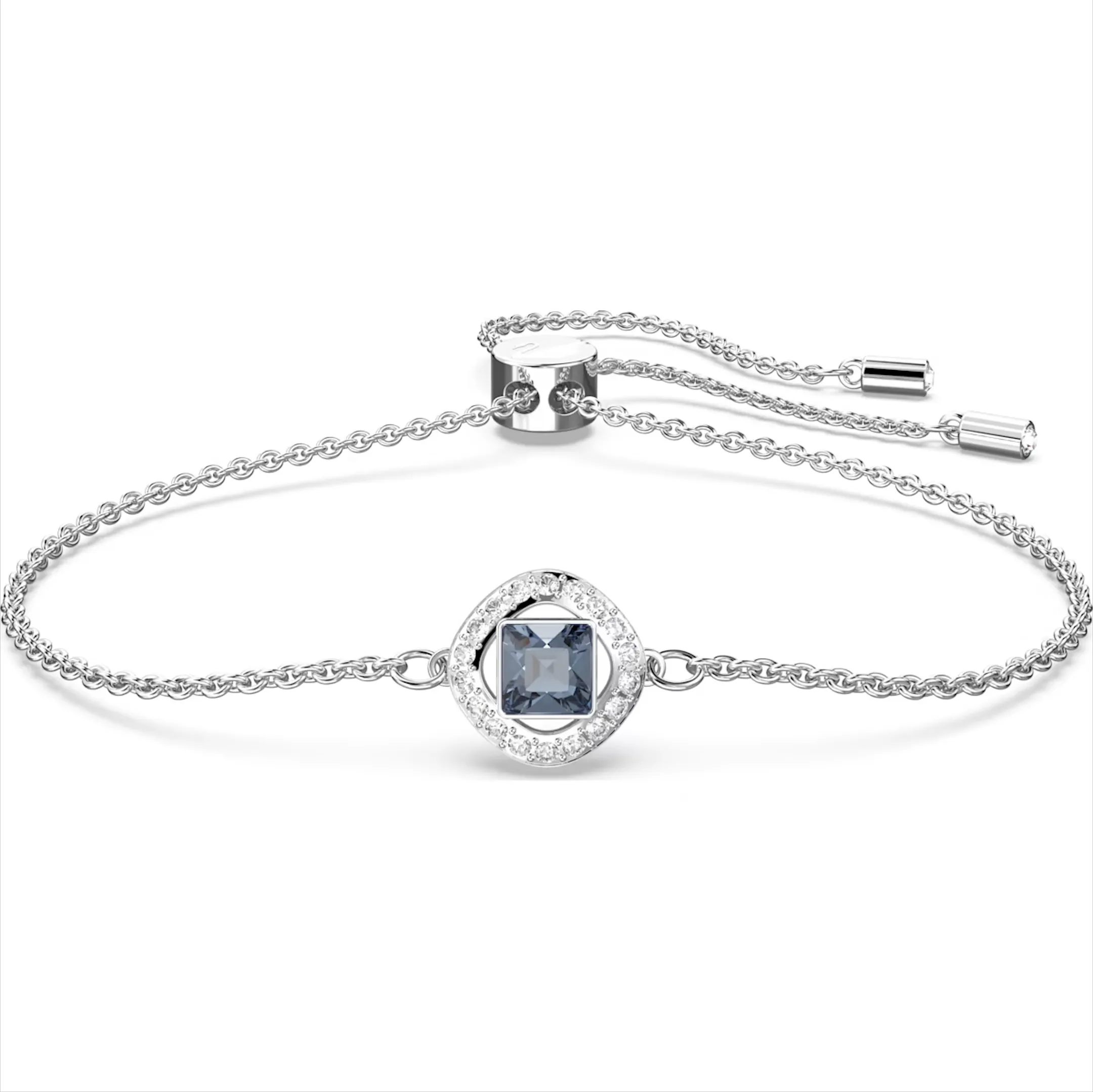 Swarovski Jewellery Swarovski Angelic Rhodium Plated Square Cut Blue Crystal Bracelet