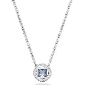 Swarovski Jewellery Swarovski Angelic Rhodium Plated Square Cut Blue Crystal Necklace