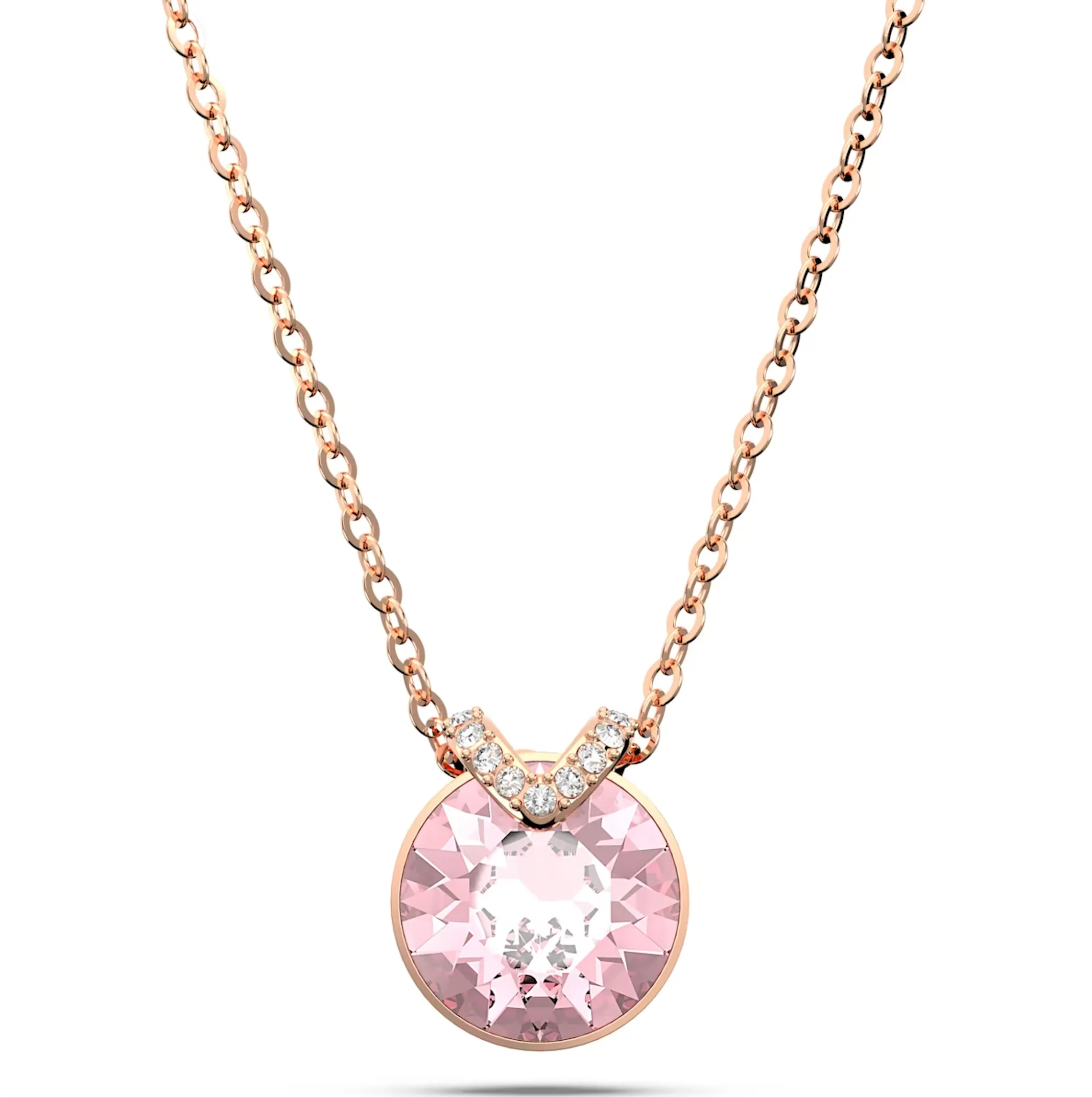 Swarovski Jewellery Swarovski Bella Rose Gold Tone Plated V Pink Crystal Necklace