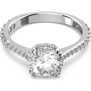 Swarovski Jewellery Swarovski Constella Rhodium Plated White Crystal Pave Cocktail Ring - Size 52