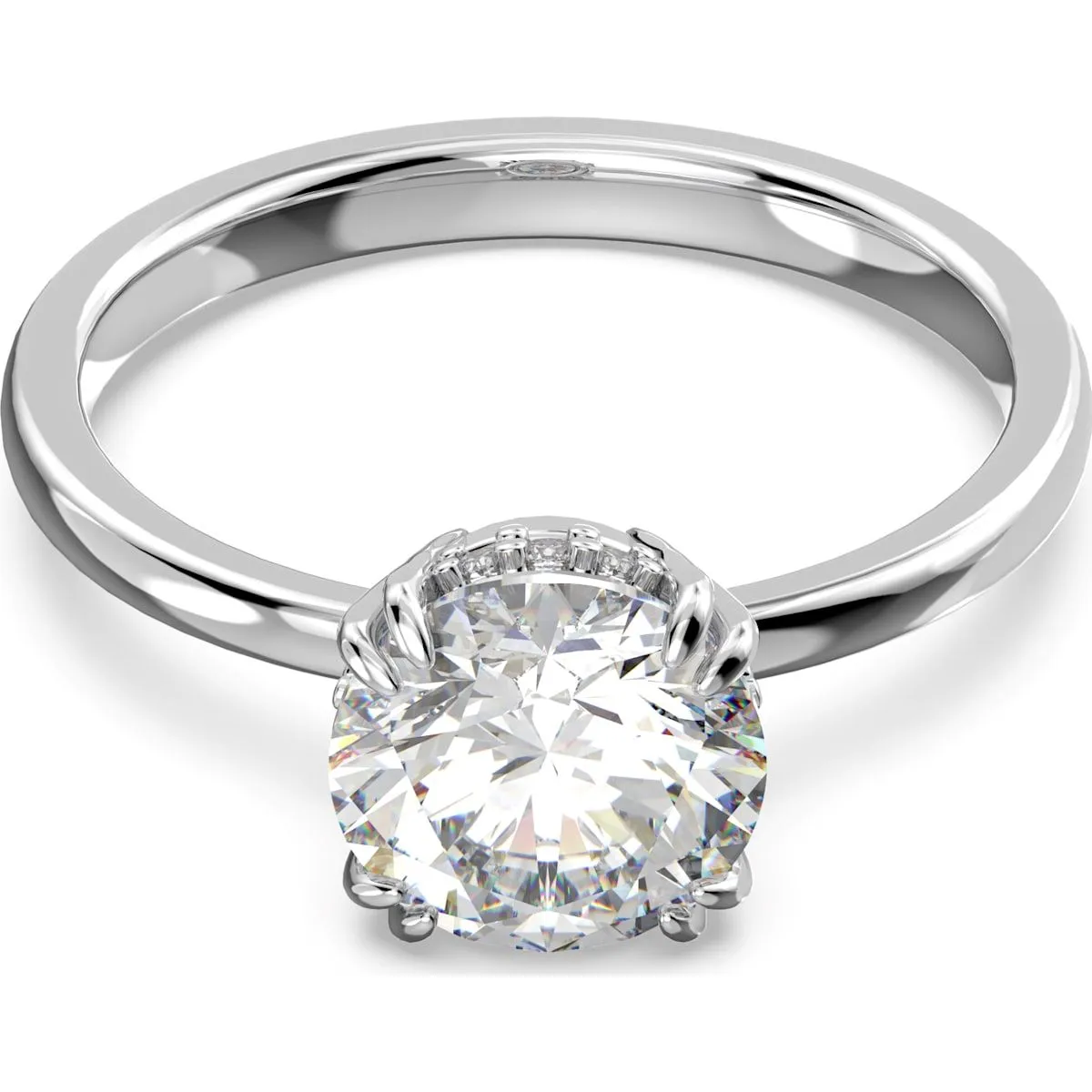 Swarovski Jewellery Swarovski Constella Rhodium Plated White Crystal Princess Cut Cocktail Ring Size 50