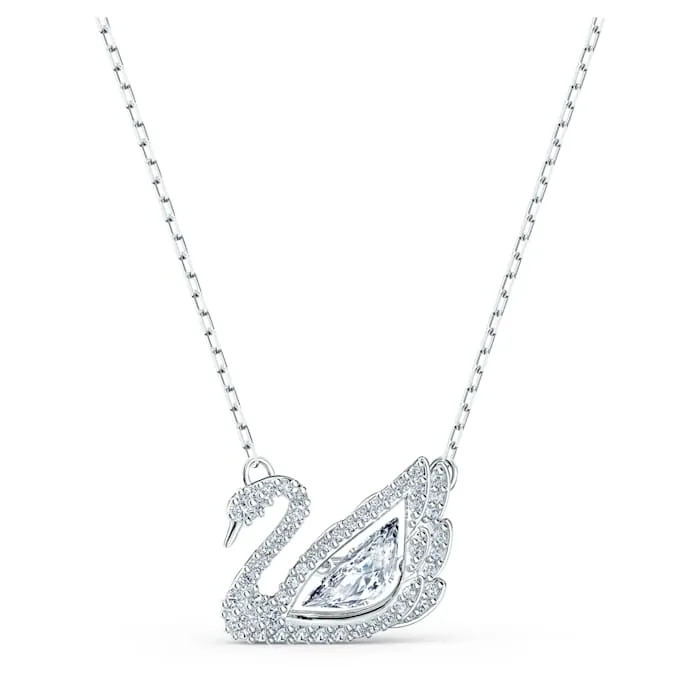 Swarovski Jewellery Swarovski Dancing Swan Rhodium Plated White Crystal Necklace