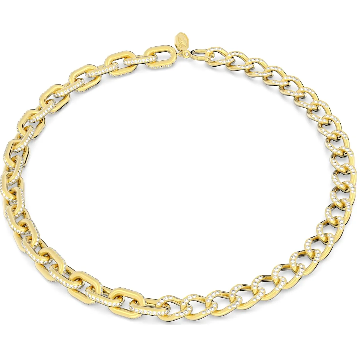 Swarovski Jewellery Swarovski Dextera Gold Tone Plated White Crystal Mixed Links Necklace
