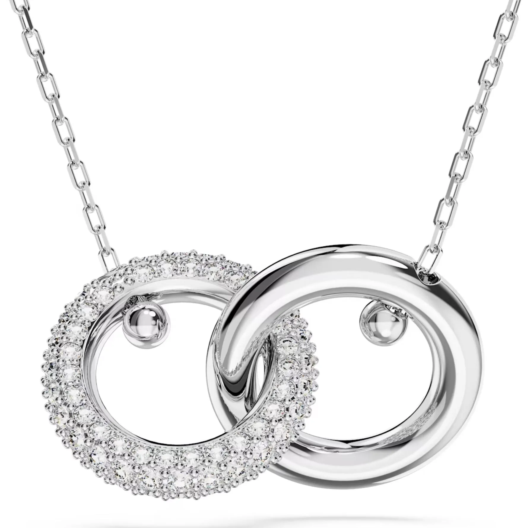 Swarovski Jewellery Swarovski Dextera Rhodium Plated White Crystal Interlocking Loop Necklace