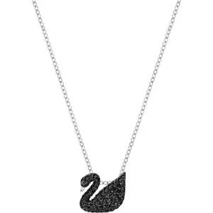 Swarovski Jewellery Swarovski Iconic Swan Rhodium Plated Black Necklace