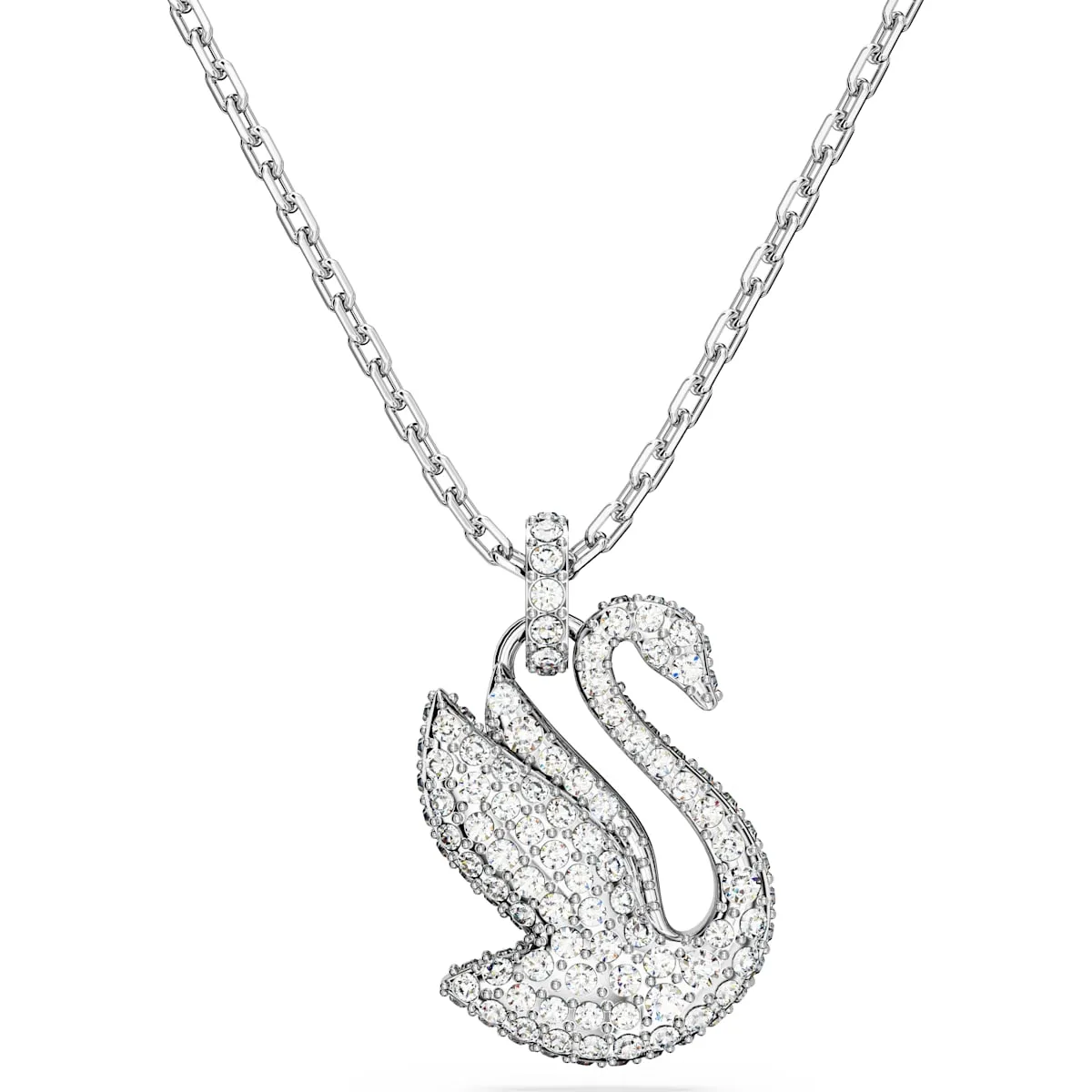 Swarovski Jewellery Swarovski Iconic Swan Rhodium Plated White Crystal Medium Necklace
