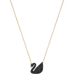 Swarovski Jewellery Swarovski Iconic Swan Rose Gold Plated Black Necklace