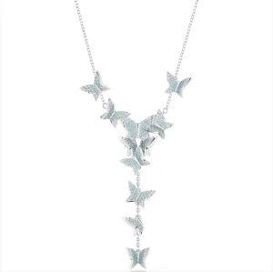 Swarovski Jewellery Swarovski Lilia Rhodium Plated Y Butterfly Blue Crystal Necklace