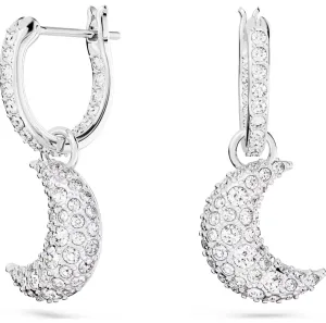 Swarovski Jewellery Swarovski Luna Rhodium Plated White Crystal Moon Earrings