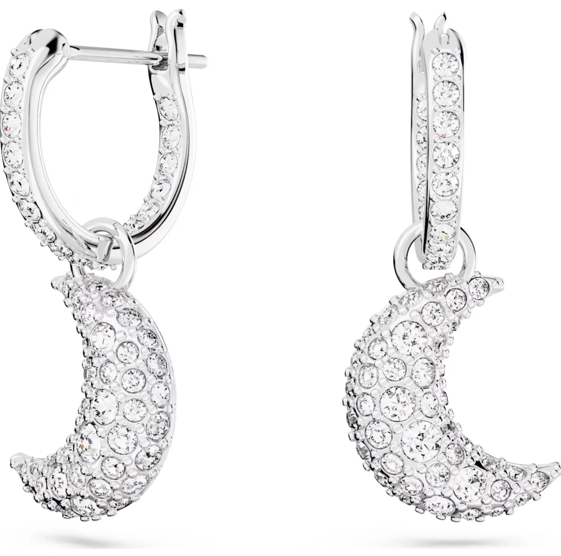 Swarovski Jewellery Swarovski Luna Rhodium Plated White Crystal Moon Earrings