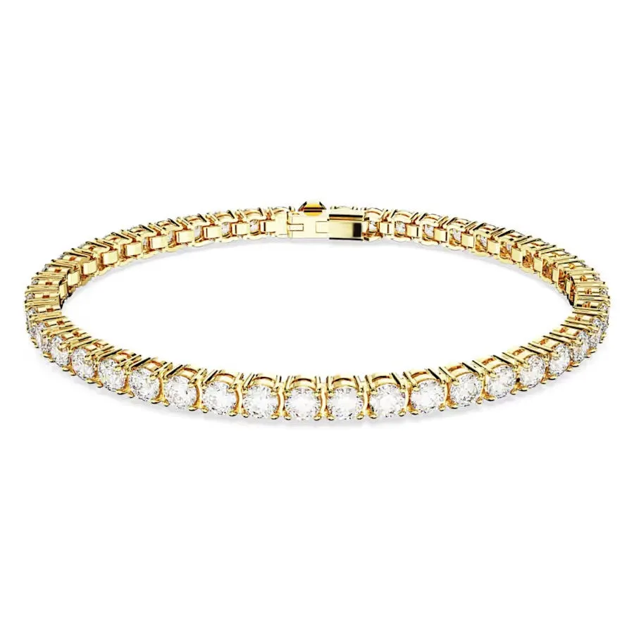Swarovski Jewellery Swarovski Matrix Gold Tone Plated White Crystal Small Round Cut Tennis Bracelet