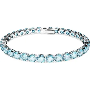 Swarovski Jewellery Swarovski Matrix Rhodium Plated Blue Crystal Medium Round Cut Tennis Bracelet Size L