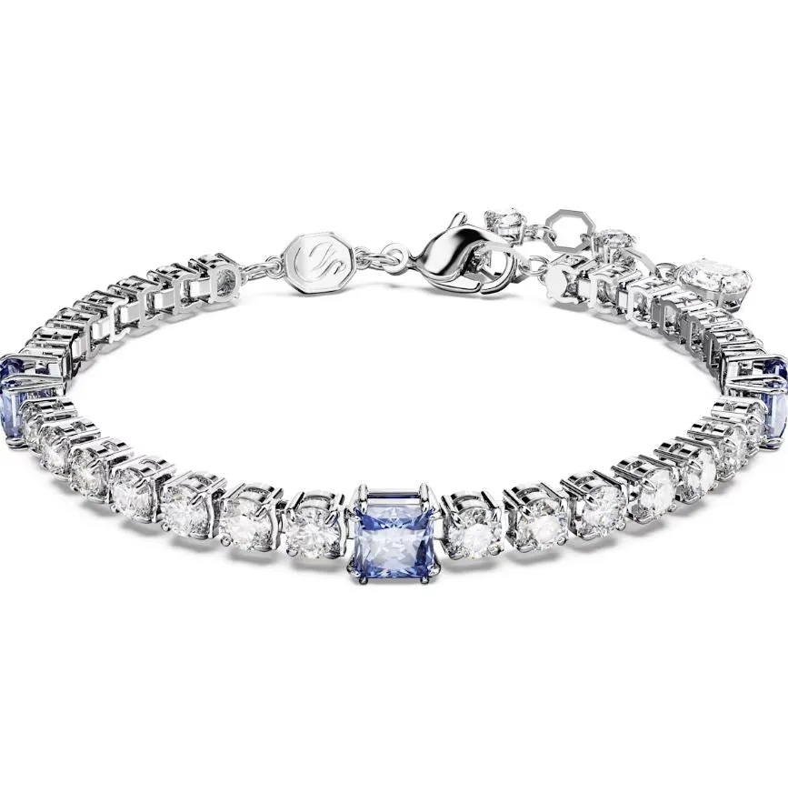 Swarovski Jewellery Swarovski Matrix Rhodium Plated Mixed Cut Blue Crystal Tennis Bracelet