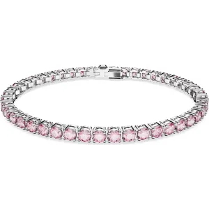 Swarovski Jewellery Swarovski Matrix Rhodium Plated Pink Crystal Small Round Cut Tennis Bracelet Size L