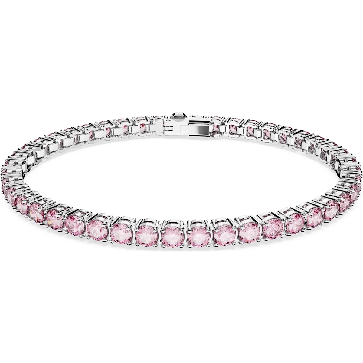 Swarovski Jewellery Swarovski Matrix Rhodium Plated Pink Crystal Small Round Cut Tennis Bracelet Size L