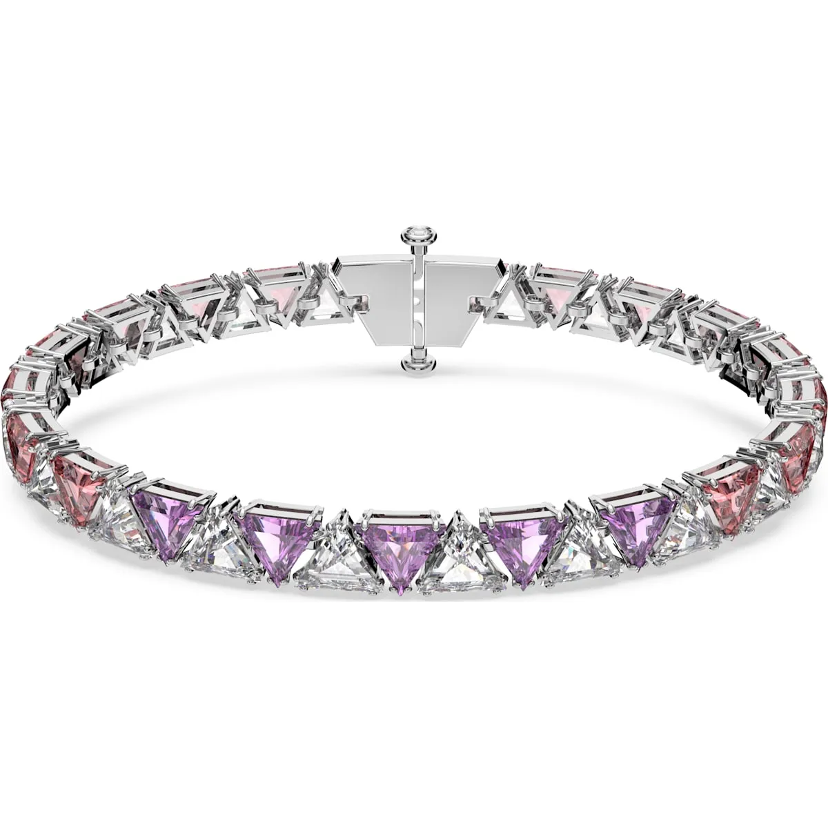 Swarovski Jewellery Swarovski Ortyx Rhodium Plated Pink Crystal Triangle Cut Bracelet