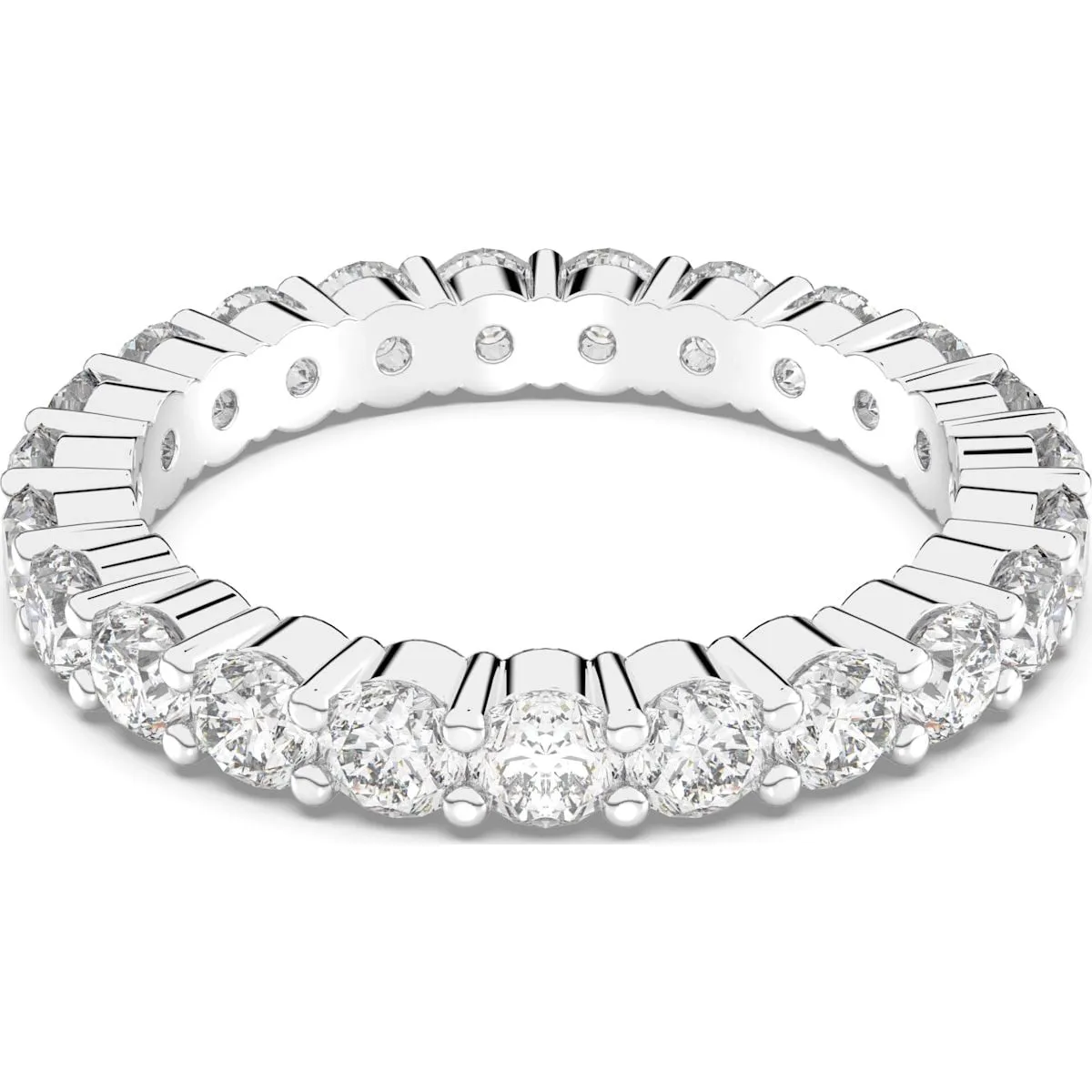 Swarovski Jewellery Swarovski Rhodium Plated White Crystal Round Cut XL Ring Size 48