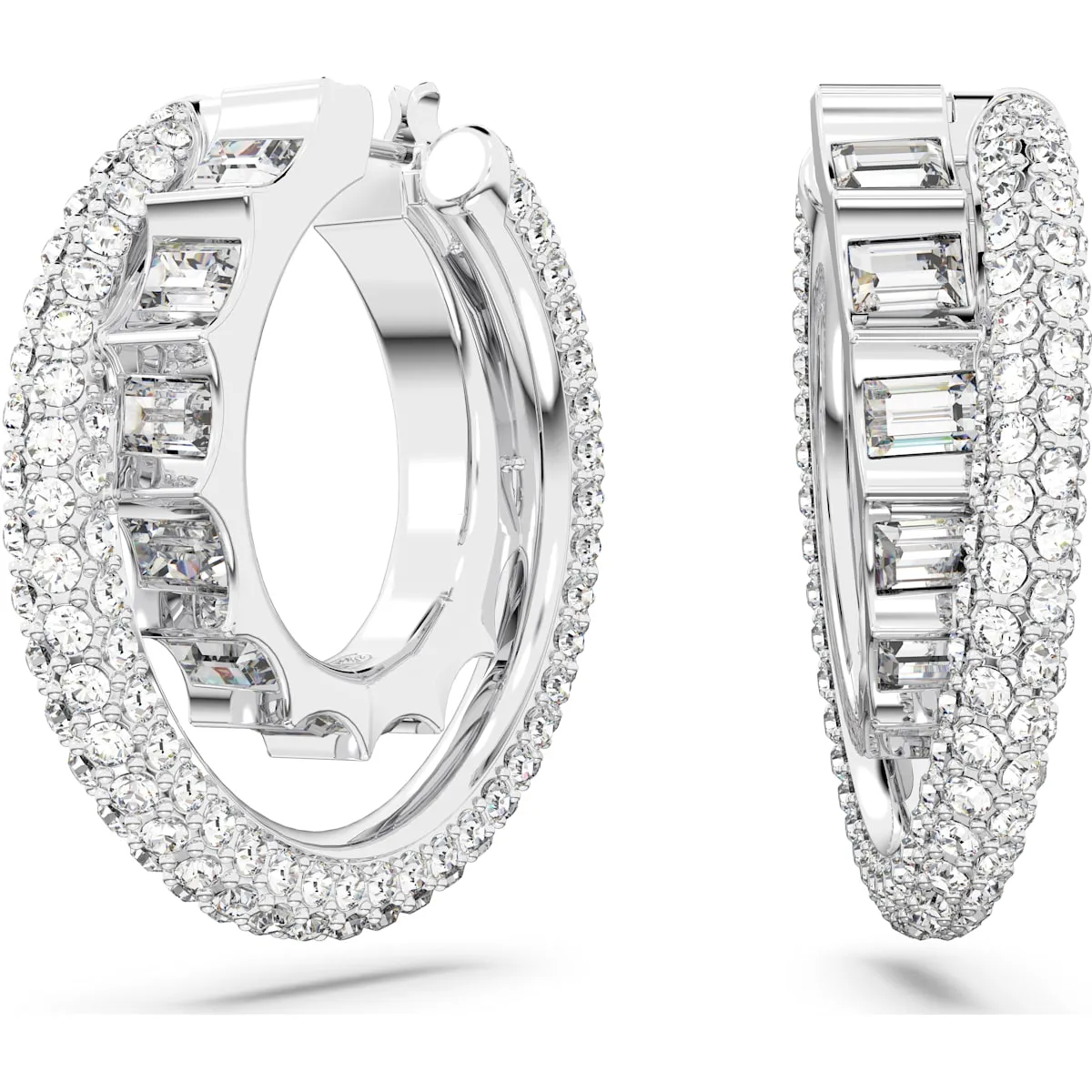 Swarovski Jewellery Swarovski Rota Rhodium Plated White Crystal Hoop Earrings