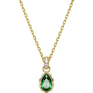 Swarovski Jewellery Swarovski Stilla Yellow Gold Tone Plated Peardrop Green Crystal Pendant Necklace
