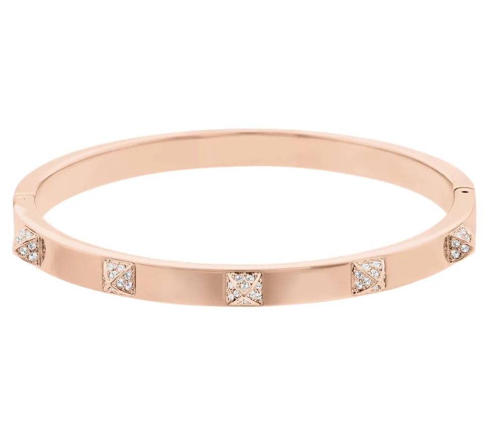 Swarovski Jewellery Swarovski Tactic Rose Gold Tone Plated White Crystal Bangle Size L
