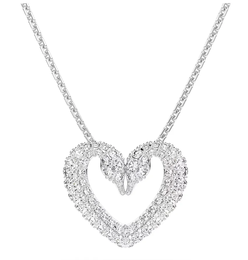 Swarovski Jewellery Swarovski Una Rhodium Plated White Crystal Heart Pendant