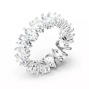 Swarovski Jewellery Swarovski Vittore Rhodium Plated Pear Cut Crystal Ring Size 60