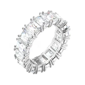 Swarovski Jewellery Swarovski Vittore White Crystal Rhodium Plated Wide Ring Size 58