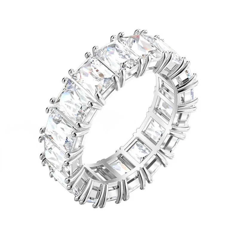 Swarovski Jewellery Swarovski Vittore Wide Rhodium Plated Ring - Size 55