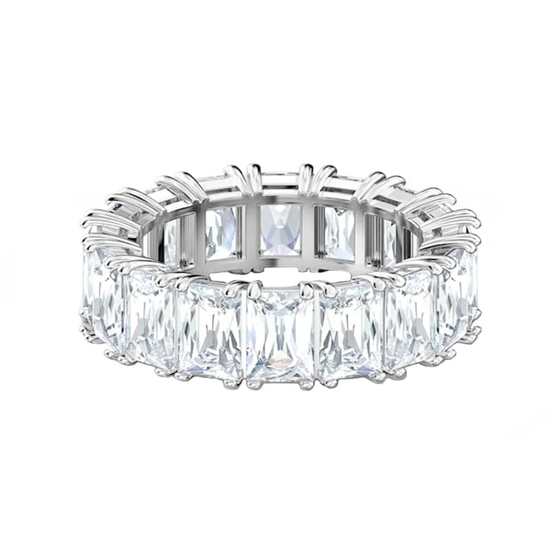 Swarovski Jewellery Swarovski Vittore Wide Rhodium Plated Ring - Size 55