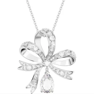 Swarovski Jewellery Swarovski Volta Rhodium Plated Large Bow White Crystal Necklace