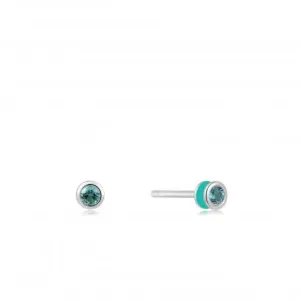 Teal Enamel Silver Stud Earrings E028-01H-T Ania Haie Jewellery