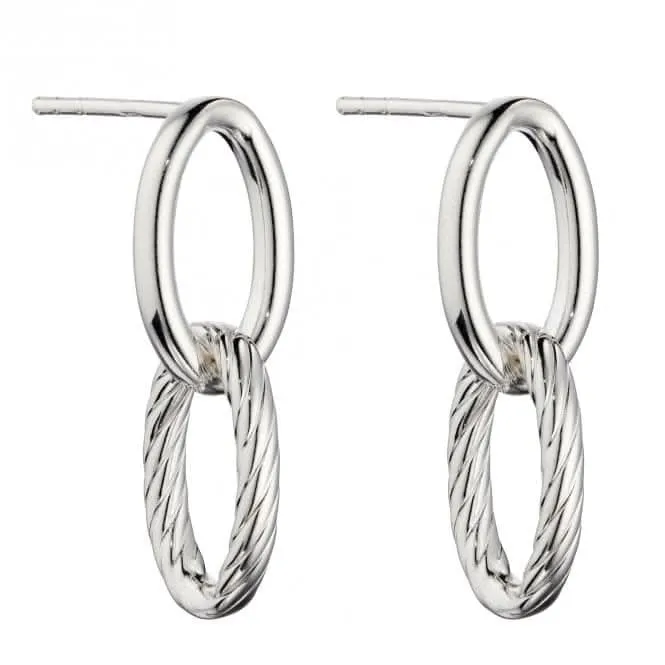 Textured Double Link Chain Drop Earrings E6014 Beginnings Jewellery