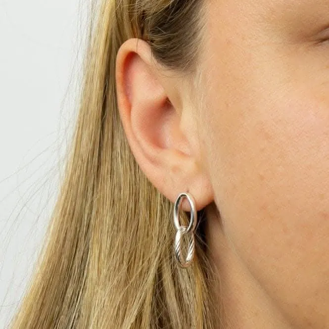 Textured Double Link Chain Drop Earrings E6014 Beginnings Jewellery