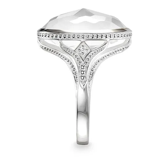 Thomas Sabo Silver Oval Milky Quartz Purity of Lotus Ring TR2040-690-14