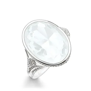 Thomas Sabo Silver Oval Milky Quartz Purity of Lotus Ring TR2040-690-14